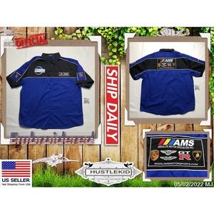 AMS Motorsports GTR Bently Lamborghini Porsche Mechanic Button Shirt Men XXL 2XL